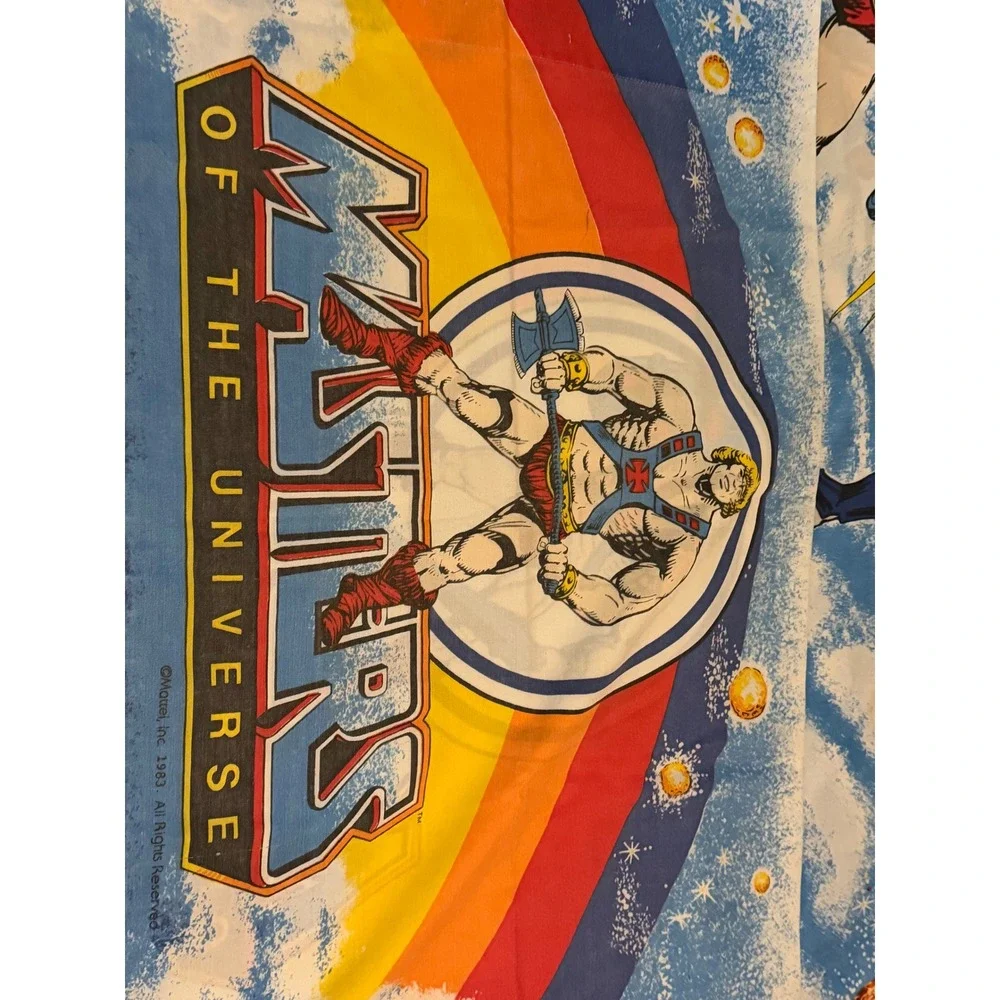 VTG 1983 Masters of the Universe He-Man Skeletor 2pc Twin Flat Sheet Mattel USA